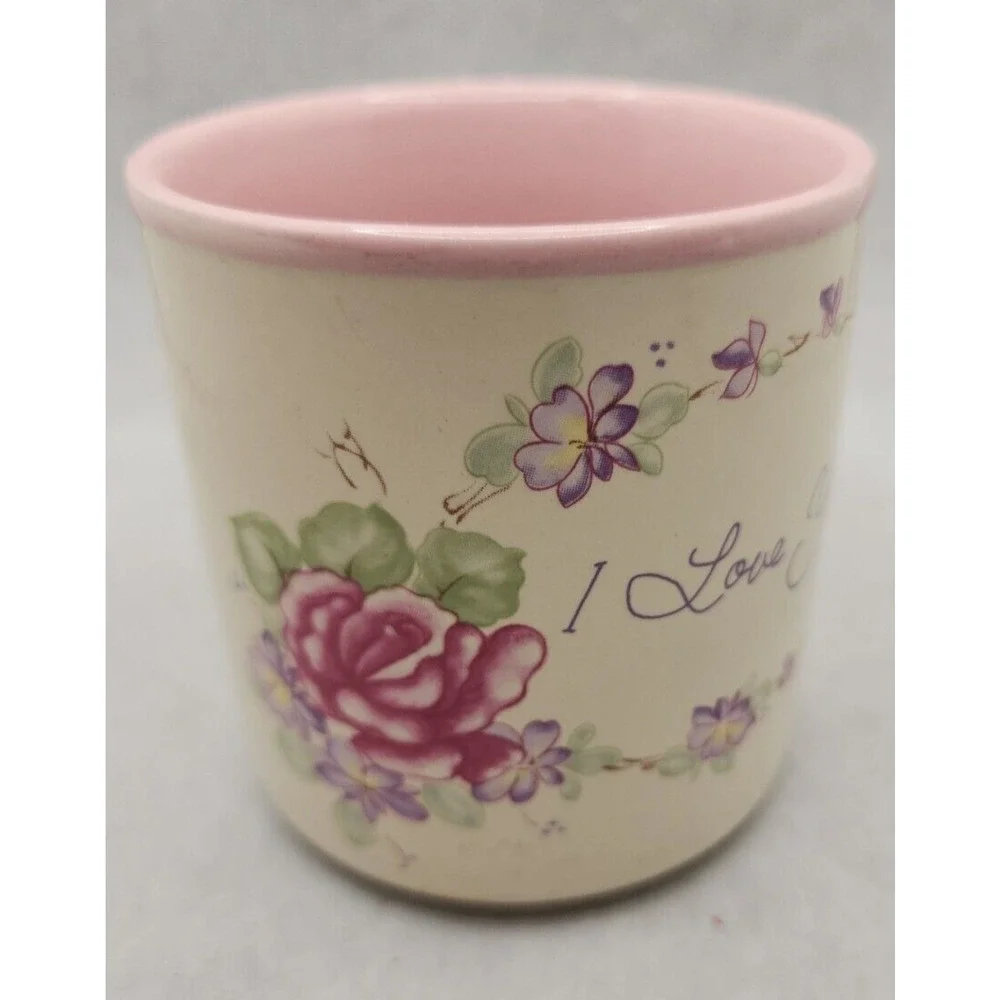 Vintage 1987 I‎ Love You Mom Coffee Cup Mug Lefton China Handpainted MS